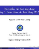 Bài giảng Tin học ứng dụng: Chương 3 - Nguyễn Đình Hoa Cương