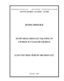 Luận văn Thạc sĩ Quản trị nhân lực: Tuyển dụng nhân lực tại Công ty Cổ phần In và Bao bì GOLDSUN