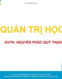 Bài giảng Quản trị học: Chương 8 - ThS. Nguyễn Phúc Quý Thạnh