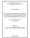 Tóm tắt Luận án Tiến sĩ Khoa học giáo dục: Quản lí hoạt động đánh giá kết quả học tập của sinh viên các trường đại học, học viện công an nhân dân theo tiếp cận năng lực