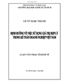 Luận văn Thạc sĩ Kinh tế: Định hướng về việc xác định giá trị hợp lý trong kế toán doanh nghiệp Việt Nam