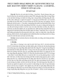 Phát triển hoạt động du lịch sinh thái tại Khu bảo tồn thiên nhiên Na Hang - Lâm Bình, tỉnh Tuyên Quang