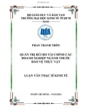 Luận văn Thạc sĩ Kinh tế: Quản trị rủi ro tài chính các doanh nghiệp ngành thuốc bảo vệ thực vật