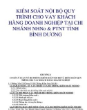 ĐỀ CƯƠNG CHI TIẾT KIỂM SOÁT NỘI BỘ QUY TRÌNH CHO VAY KHÁCH HÀNG DOANH NGHIỆP TẠI CHI NHÁNH NHNo & PTNT TỈNH BÌNH DƯƠNG