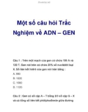 Một số câu hỏi Trắc Nghiệm về ADN – GEN