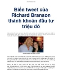 Biến tweet của Richard Branson thành khoản đầu tư triệu đô