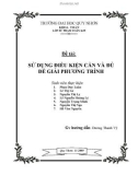 Sáng kiến kinh nghiệm: Sử dụng điều kiện cần và đủ để giải phương trình