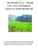 ÔN THI ĐỊA LÝ 12 - VẤN ĐỀ KHAI THÁC THẾ MẠNH Ở TRUNG DU-MIỀN NÚI BẮC BỘ