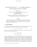 Báo cáo toán học: Extremal subsets of {1, ..., n} avoiding solutions to linear equations in three variables