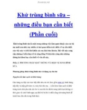 Khử trùng bình sữa – những điều bạn cần biết (Phần cuối)