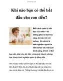 Khi nào bạn có thể bắt đầu cho con tiền?