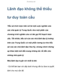 Lãnh đạo là điều không thể thiếu tư duy toàn cầu