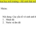 Bài giảng Cơ sở khoa học môi trường: Hệ sinh thái môi trường - Nguyễn Thanh Bình (P11)