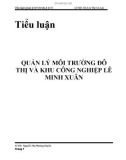 Tiểu luận: Quản lý môi trường đô thị và khu công nghiệp Lê Minh Xuân