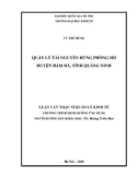 Luận văn Thạc sĩ Quản lý kinh tế: Quản lý tài nguyên rừng phòng hộ huyện Đầm Hà, tỉnh Quảng Ninh