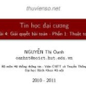 Tin học đại cương - Bài 4 - Phần 1: Thuật toán