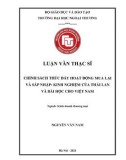 Luận văn Thạc sĩ Kinh doanh thương mại: Chính sách thúc đẩy hoạt động mua lại và sáp nhập: kinh nghiệm của Thái Lan và bài học cho Việt Nam