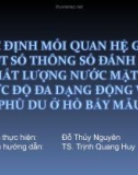 Đề tài: Xác định mối quan hệ giữa một số thông số đánh giá chất lượng nước mặt và mức độ đa dạng động vật phù du ở hồ Bẩy Mẫu