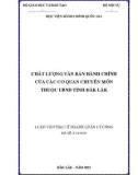 Luận văn Thạc sĩ Quản lý công: Chất lượng văn bản hành chính của các cơ quan chuyên môn thuộc Uỷ ban nhân dân tỉnh Đắk Lắk