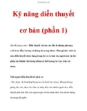 Kỹ năng diễn thuyết cơ bản (phần 1