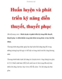 Huấn luyện và phát triển kỹ năng diễn thuyết, thuyết phục