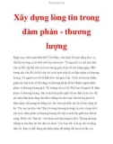 Xây dựng lòng tin trong đàm phán - thương lượng