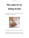 Mẹo giúp da tay không bị khô