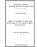 Luận văn Thạc sĩ Kinh tế: Nghiên cứu tác động của Trung Quốc đến nền kinh tế của các quốc gia trong khu vực Châu Á