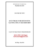 Luận văn Thạc sĩ Quản trị kinh doanh: Quản trị quan hệ khách hàng tại Tổng công ty Bảo hiểm BIDV