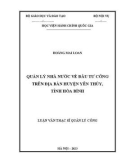 Luận văn Thạc sĩ Quản lý công: Quản lý nhà nước về đầu tư công trên địa bàn huyện Yên Thủy, tỉnh Hòa Bình