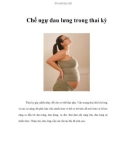 Chế ngự đau lưng trong thai kỳ