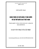 Luận văn Thạc sĩ Luật học: Hoàn thiện cơ chế quản lý nhà nước về Dự trữ quốc gia ở Việt Nam