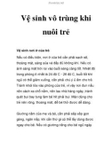 Vệ sinh vô trùng khi nuôi trẻ