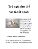 Trẻ ngủ như thế nào là tốt nhất?