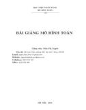 Bài giảng Mô hình toán - ThS. Trần Thị Xuyến (2015)