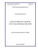 Luận văn Thạc sĩ Quản lý công: Quản lý công tác lập hồ sơ của cơ quan Kho bạc Nhà nước