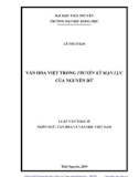 Luận văn Thạc sĩ Ngôn ngữ văn học và Văn học Việt Nam: Văn hóa Việt trong Truyền kỳ Mạn Lục của Nguyễn Dữ