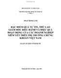 Luận án Tiến sĩ Kinh tế: Đặc điểm quá tự tin, thù lao giám đốc điều hành và hiệu quả hoạt động của các doanh nghiệp niêm yết trên thị trường chứng khoán Việt Nam