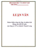 Luận văn Hoàn thiện công tác lập và phân tích Bảng cân đối kế toán tại công ty CP xe khách Thanh Long