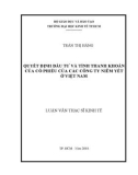 Luận văn Thạc sĩ Kinh tế: Quyết định đầu tư và tính thanh khoản của cổ phiếu của các công ty niêm yết ở Việt Nam