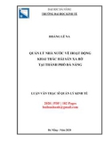 Luận văn Thạc sĩ Quản lý kinh tế: Quản lý nhà nước về hoạt động khai thác hải sản xa bờ tại thành phố Đà Nẵng