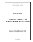 Luận văn Thạc sĩ Quản lý Kinh tế: Quản lý thu bảo hiểm xã hội tại huyện Phú Bình, tỉnh Thái Nguyên