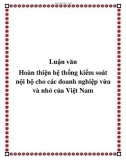 Luận văn: Hoàn thiện hệ thống kiểm soát nội bộ cho các doanh nghiệp vừa và nhỏ của Việt Nam