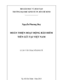 Luận văn Thạc sĩ Kinh tế: Hoàn thiện hoạt động Bảo hiểm tiền gửi tại Việt Nam