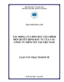 Luận văn Thạc sĩ Kinh tế: Tác động của đòn bẩy tài chính đến quyết định đầu tư của các công ty niêm yết tại Việt Nam