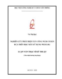 Luận văn Thạc sĩ Kỹ thuật: Nghiên cứu phát hiện tấn công web cơ bản dựa trên học máy sử dụng web log