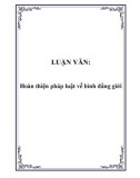 LUẬN VĂN: Hoàn thiện pháp luật về bình đẳng giới