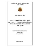 Luận văn tốt nghiệp Kế toán: Phân tích báo cáo tài chính tại Công ty trách nhiệm hữu hạn một thành viên Ôtô Sài Gòn Phú Quốc