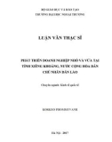 Luận văn Thạc sĩ Kinhtế: Phát triển doanh nghiệp nhỏ và vừa tại tỉnh Xiêng Khoảng, nước Cộng hòa Dân chủ Nhân dân Lào