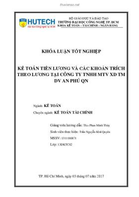 Khóa luận tốt nghiệp: Kế toán tiền lương và các khoản trích theo lương tại Công ty TNHH MTV XD TM DV An Phú QN